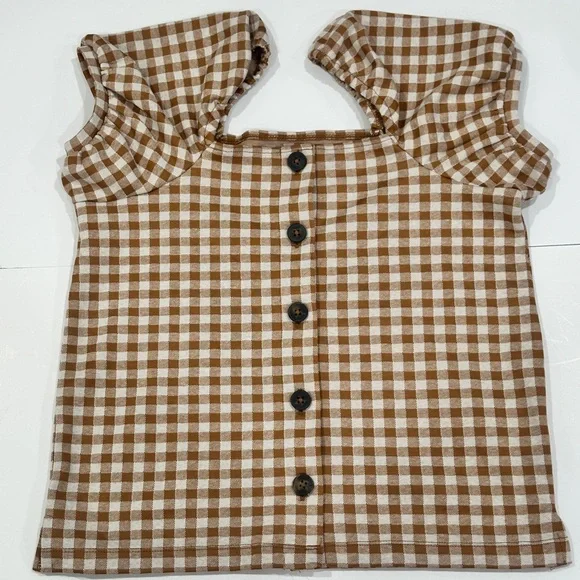 Madewell Gingham Puff Sleeve Button Front Top – XS - Picture 5 of 10